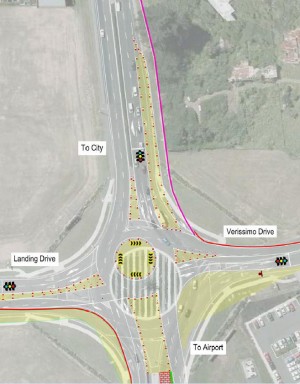 Layout changes at Landing Drive roundabout