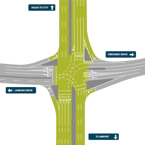 Layout changes at Landing Drive roundabout
