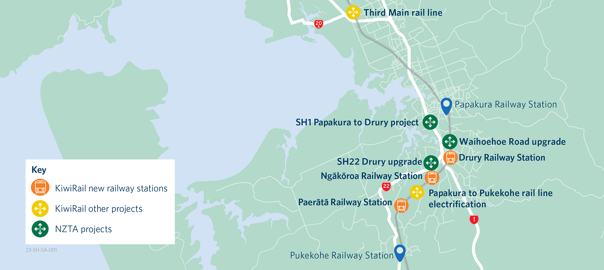 Map of South Auckland projects