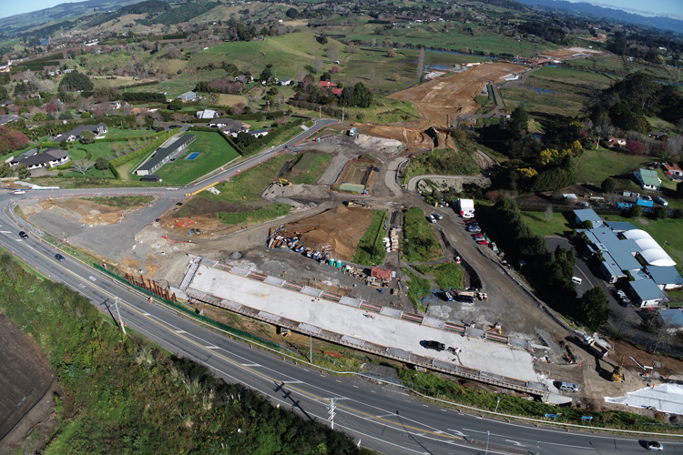 Aerial view of the Cambridge Road construction site