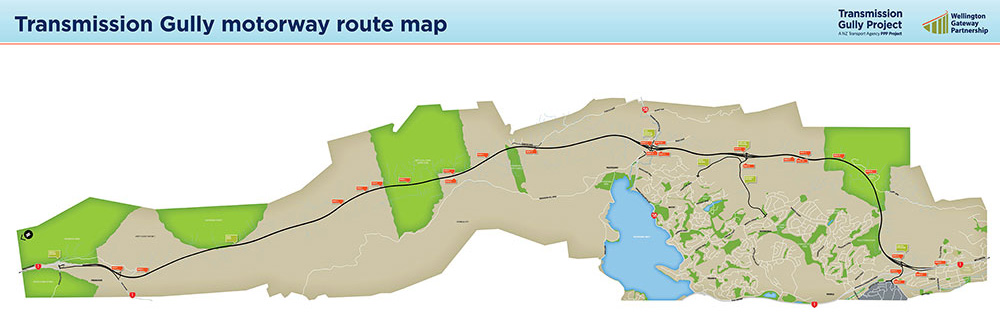 Transmission Gully motorway route map