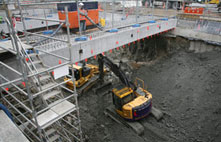 The tunnel trench is dug out only after the walls and roof are in place to provide a solid framework for the tunnel.