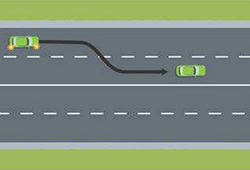 Left lane car is changing to right lane.