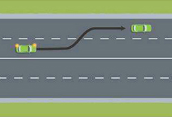 Right lane car is changing to left lane.