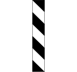This bridge marker is a post with alternate white and black diagonal lines pointing downwards.