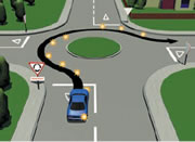 Single laned roundabout turning right