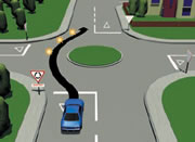 Single-laned roundabout going straight
