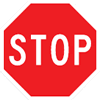 Regulatory traffic sign says stop on a red hexagon