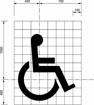 Disabled parking symbol. 