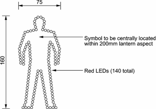 Pedestrian standing human symbol LED version. 
