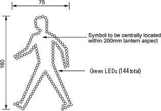 Pedestrian walking human symbol LED version. 