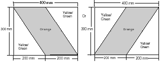Minimum dimensions of hazard warning panels.