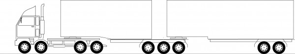 A vehicle combination of a type 14 truck towing a type 939 first trailer and towing a type 29 second trailer.