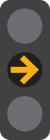 A 3 light traffic signal with the middle yellow arrow light on.