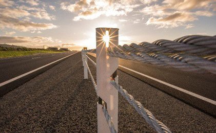 Median barrier between lanes on a state highway