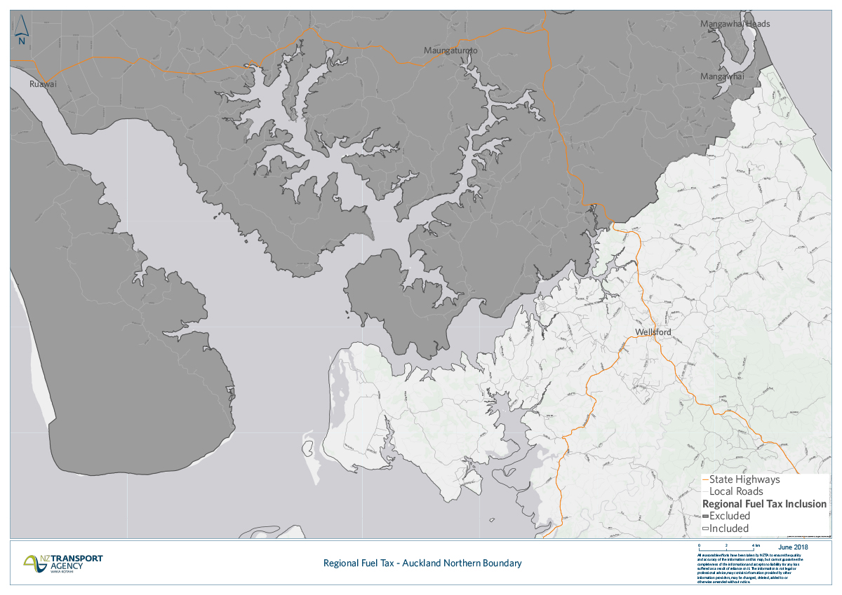 Auckland northern boundary map