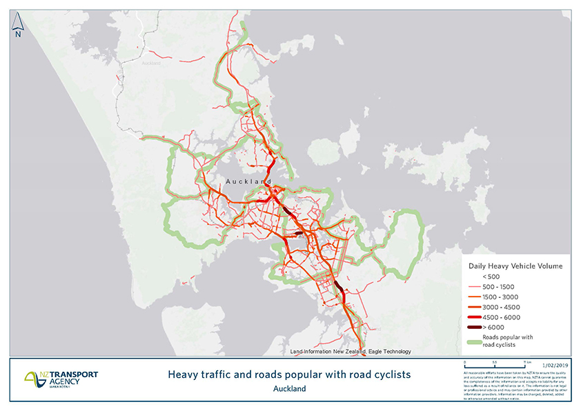 Auckland road cyclists map