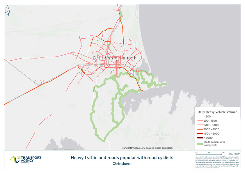 Christchurch road cyclists map