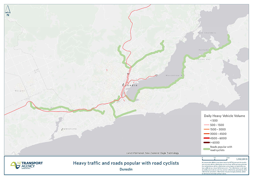 Dunedin road cyclists map