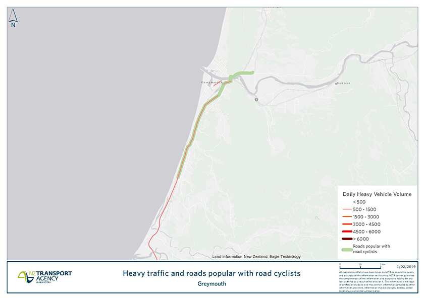 Greymouth road cyclists map