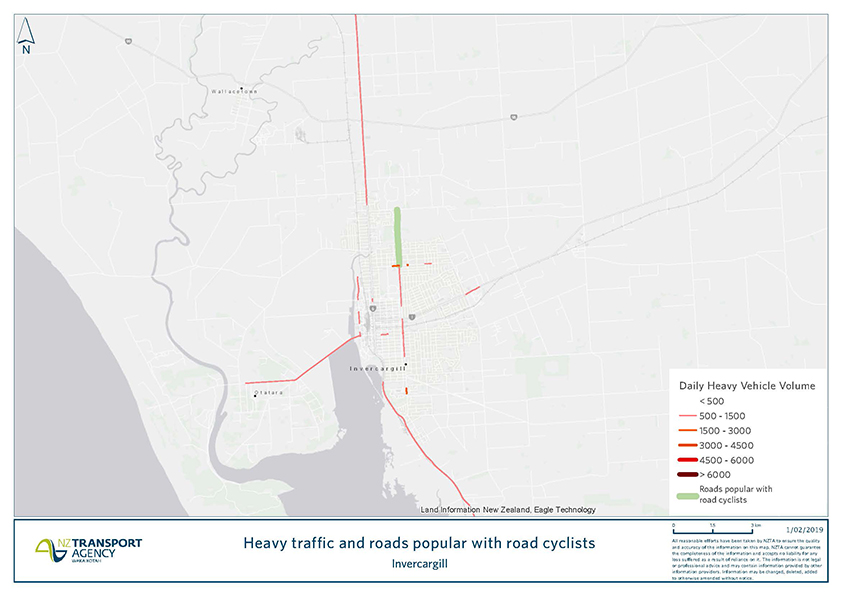 Invercargill road cyclists map