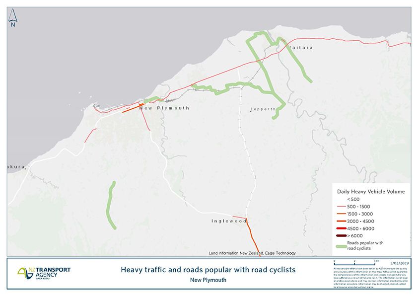 New Plymouth road cyclists map
