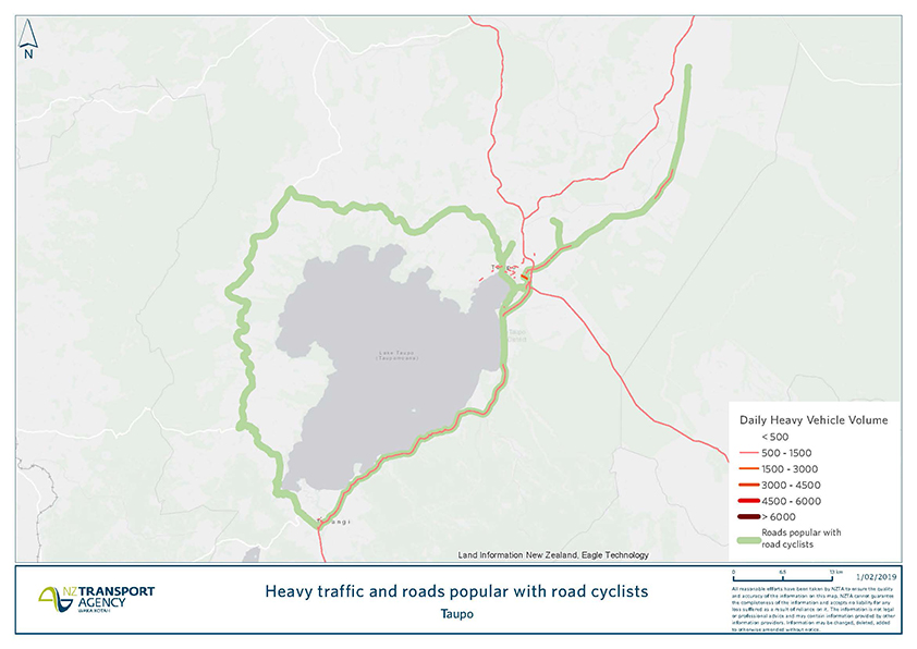 Taupō road cyclists map