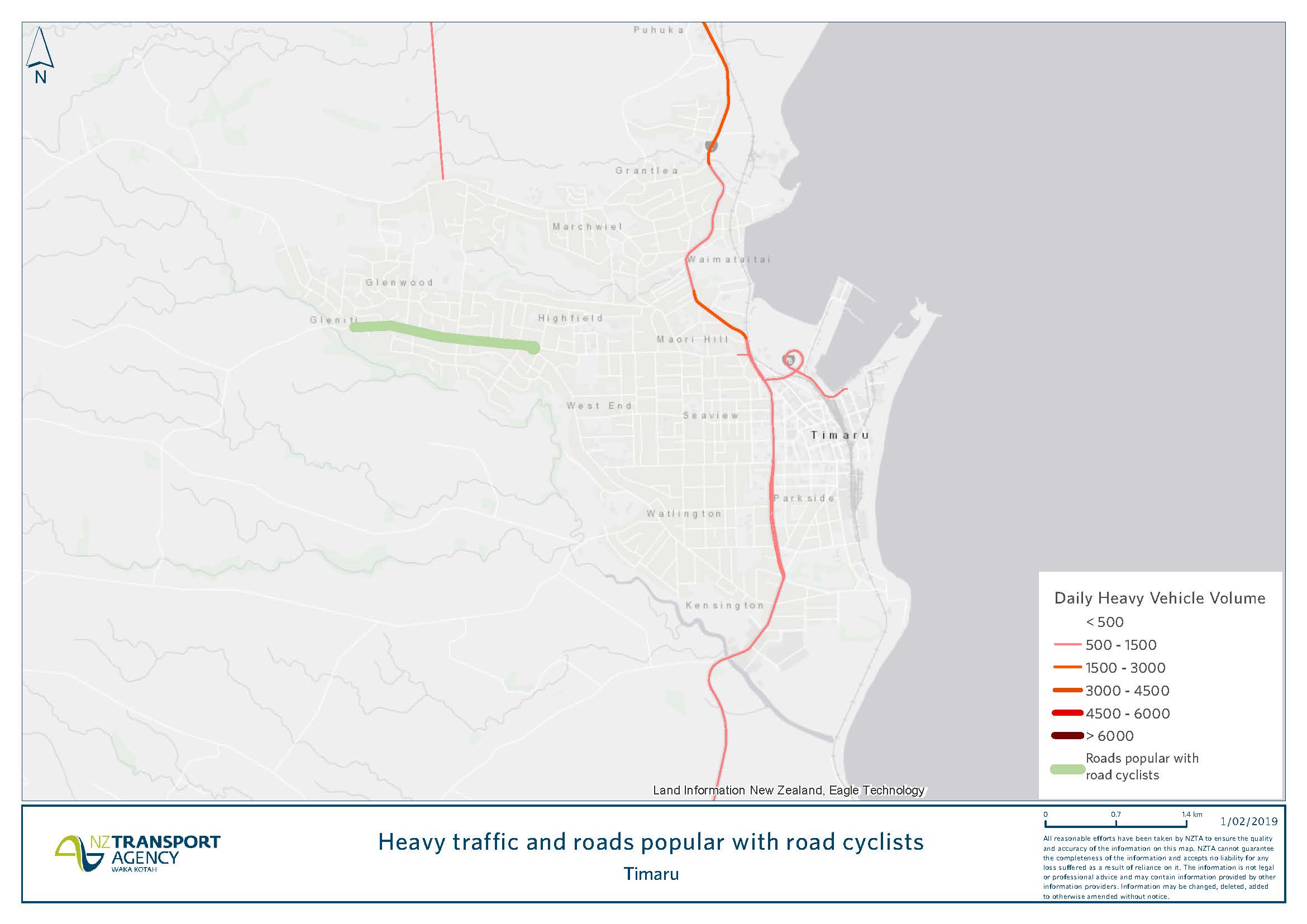 Timaru road cyclists map
