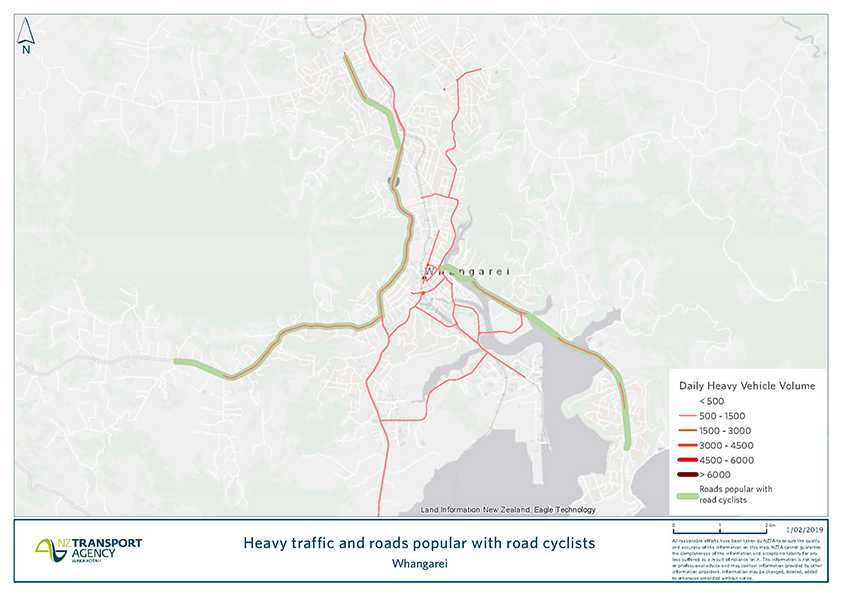 Whāngārei road cyclists map