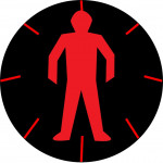 icon of a flashing red standing human figure at signalised crossing