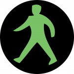  icon of a green walking figure at signalised crossing