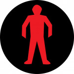 icon of a steady red standing human figure at signalised crossing