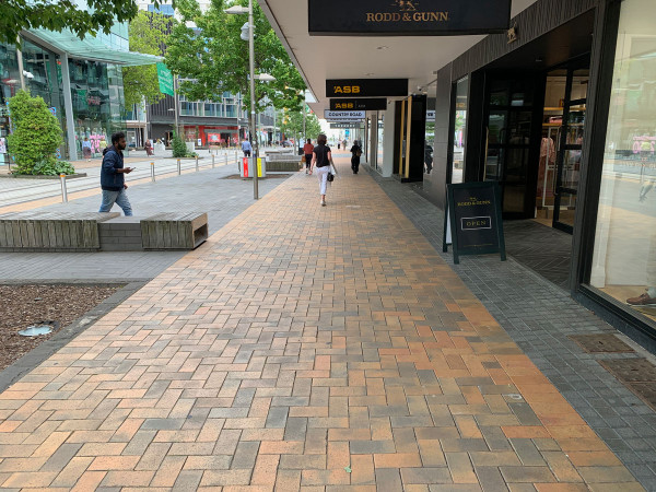 Examples of footpath paving of varying shades and textures