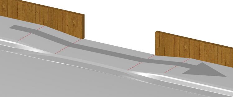 diagram showing parallel crossfall across driveway