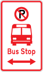 No parking symbol bus symbol bus stop with two-way arrow