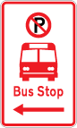 No parking symbol bus symbol bus stop with left arrow