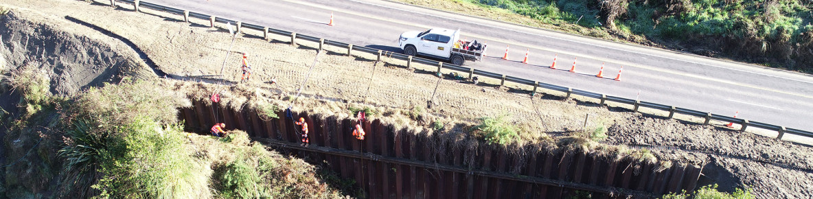 Aerial view of Dillons Hill sheet pile