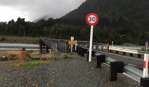 Photo of the Waiho River Bailey bridge, near Franz Josef township