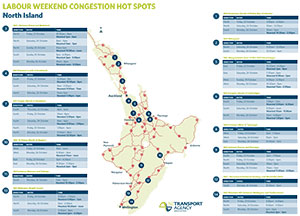 North Island congestion hot spots during Labour Weekend