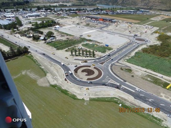 An aerial view of the SH6/Eastern Access Road roundabout taken at the end of Nov