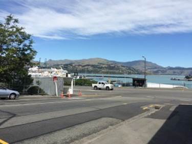 A view of Norwich Quay and Lyttelton Harbour from Dublin St to the existing bus 
