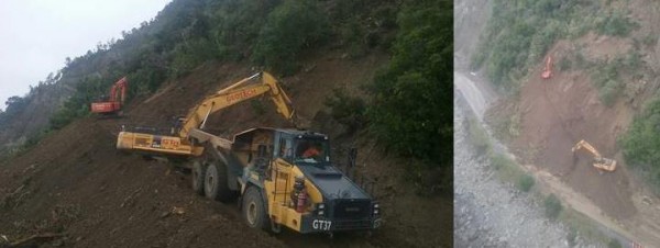 Work underway at the new slip site north of Rosy Morn, 3 km southwest of Peketa,