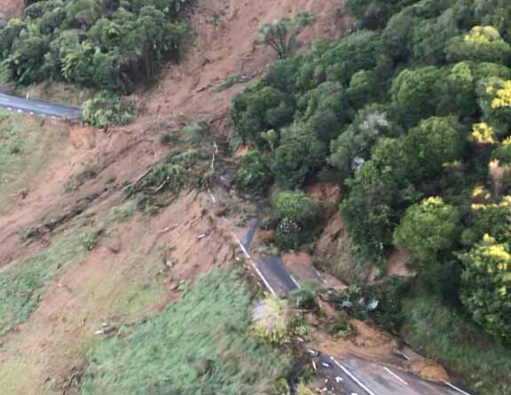 Trees and debris cover Takaka Hill on State Highway 60 blocking the road
