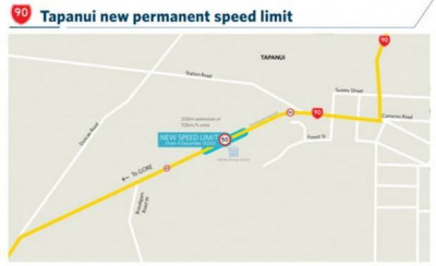 Tapanui new permanent speed limit map