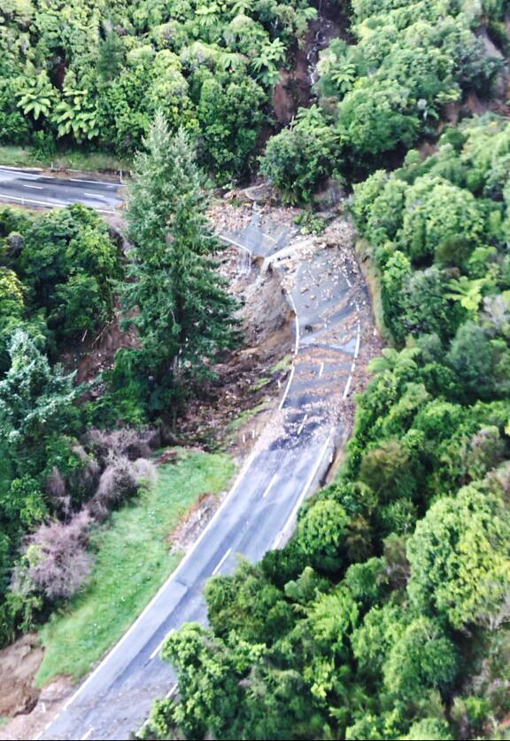 takaka hill road with slips back in February 2018