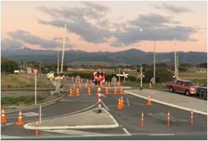traffic cones marking the detour