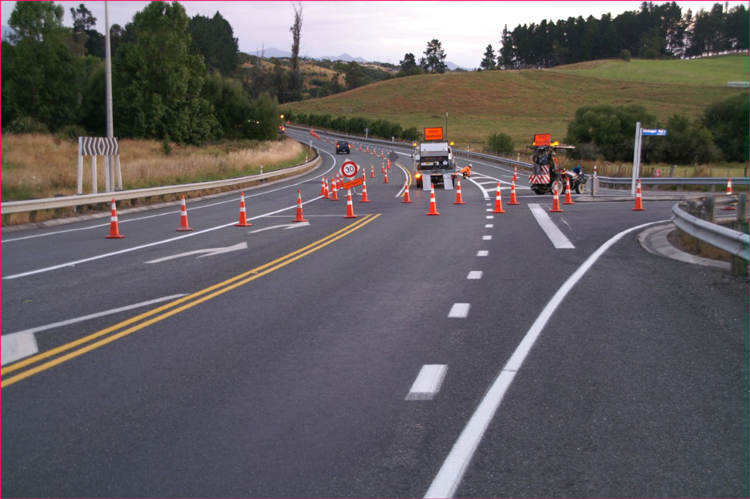 traffic cones and road markings