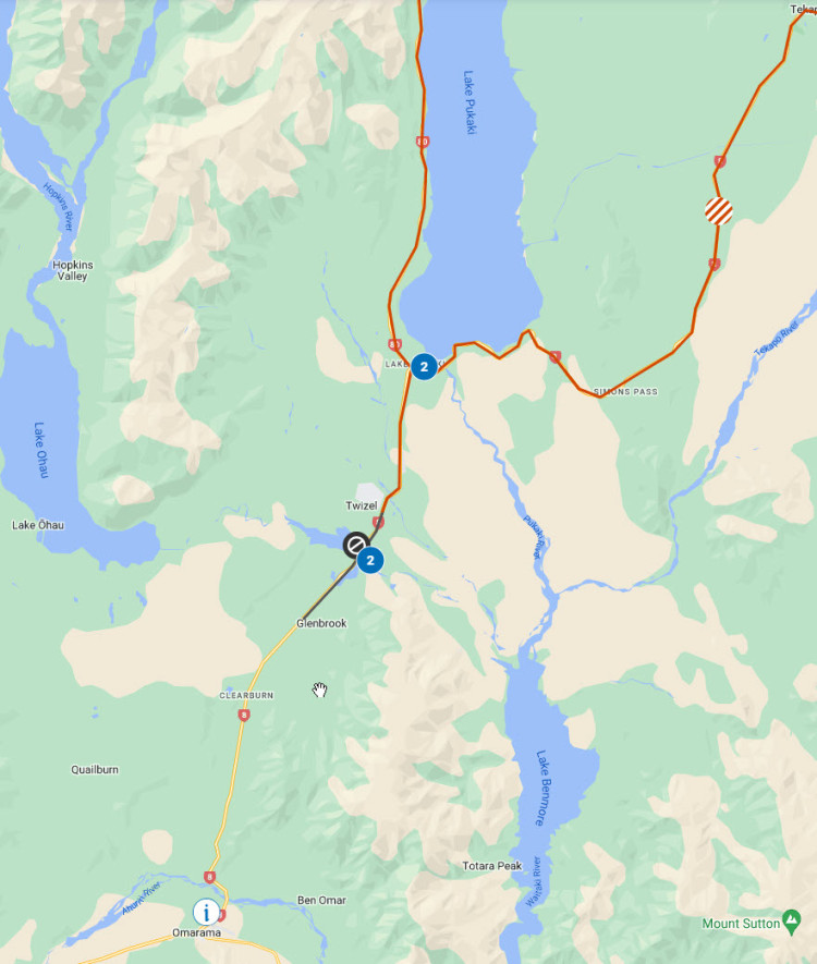 Map showing road closure.