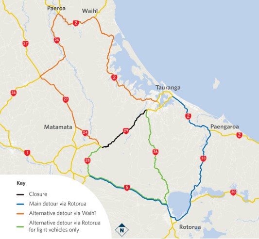 kaimai range detour map