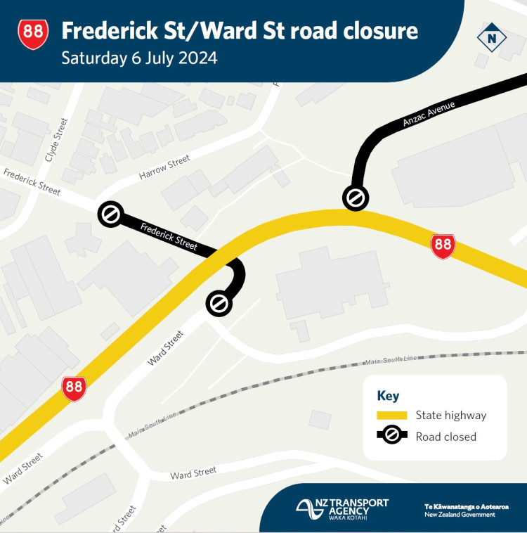 Map showing road closures